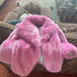 JCrew faux pink coat